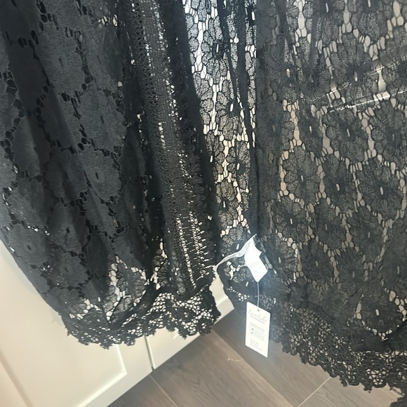 Cupshe Black Maxi Overlay Romper Lace Dress V-Neck Spaghetti Strap Size M - Picture 16 of 17